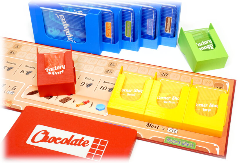 CF-I-01 Organizer Chocolate Factory boardgame connected cards