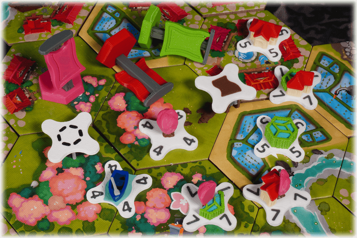 DORS-T-01 tokens Dorfromantik Sakura boardgame Eurohell task flag