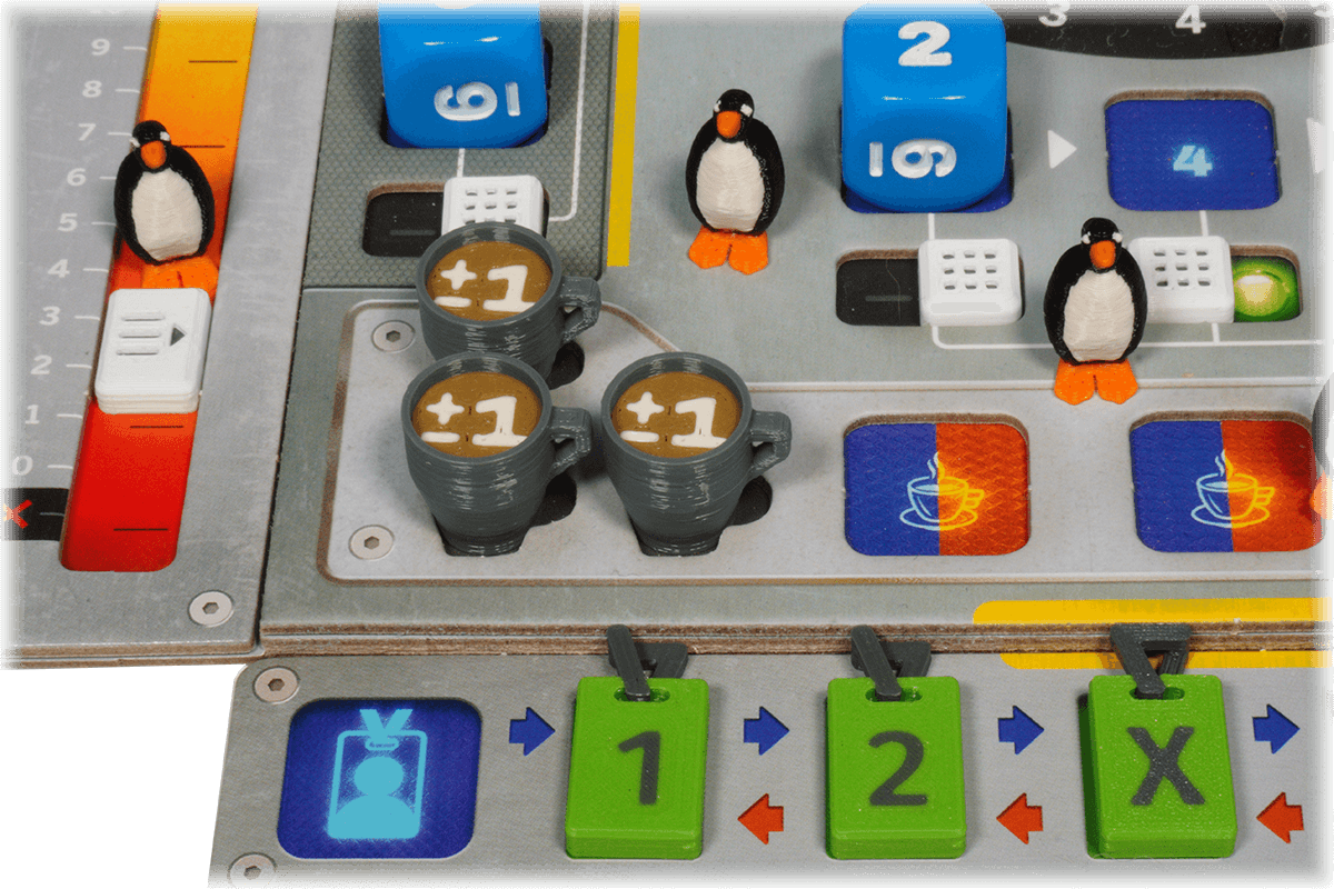 SKT-T-01+02 Tokens Sky Team boardgame Eurohell penguin switch trainee