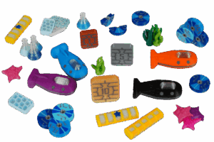 Tokens Underwater Cities boardgame Eurohell Design resources submarines coins data tunnels