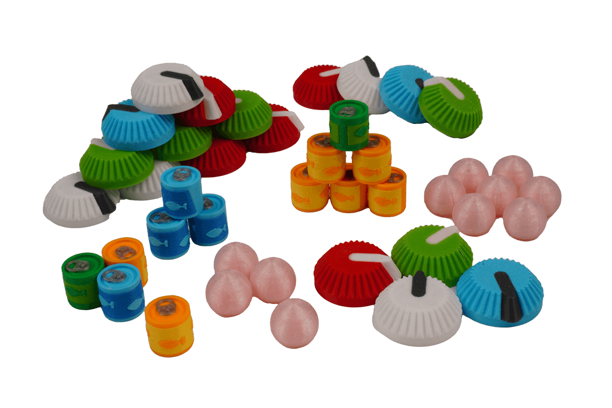 Tokens Aquaria boardgame Eurohell Design switch food pearl